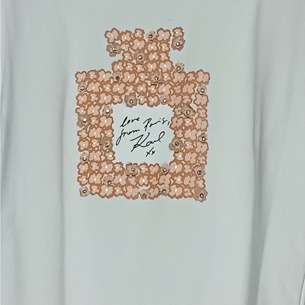 Karl lagerfield White Sweatshirt with Floral Perfum brand new w out tags size M - Picture 3 of 13